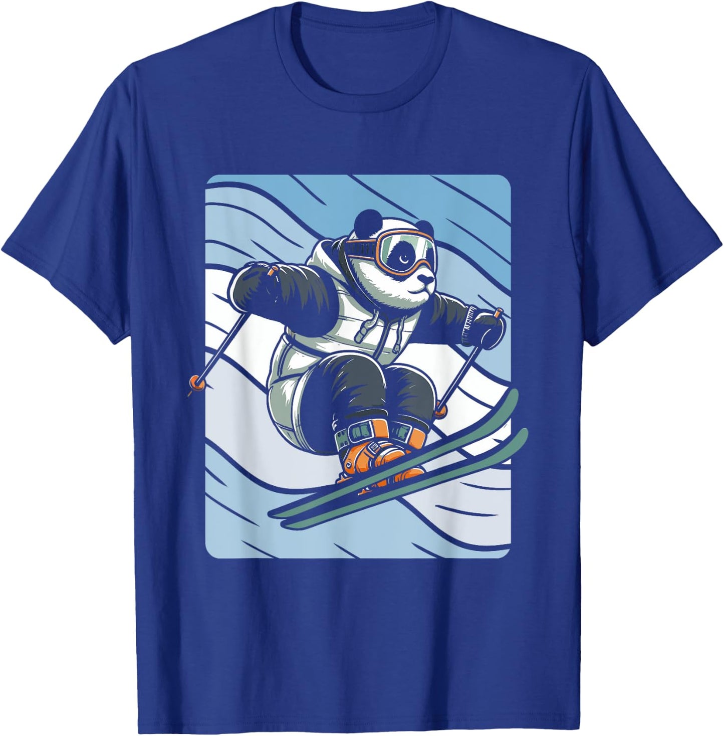 Slalom Skiing Panda Ski Skier T-Shirt - T-Shirt | Royal