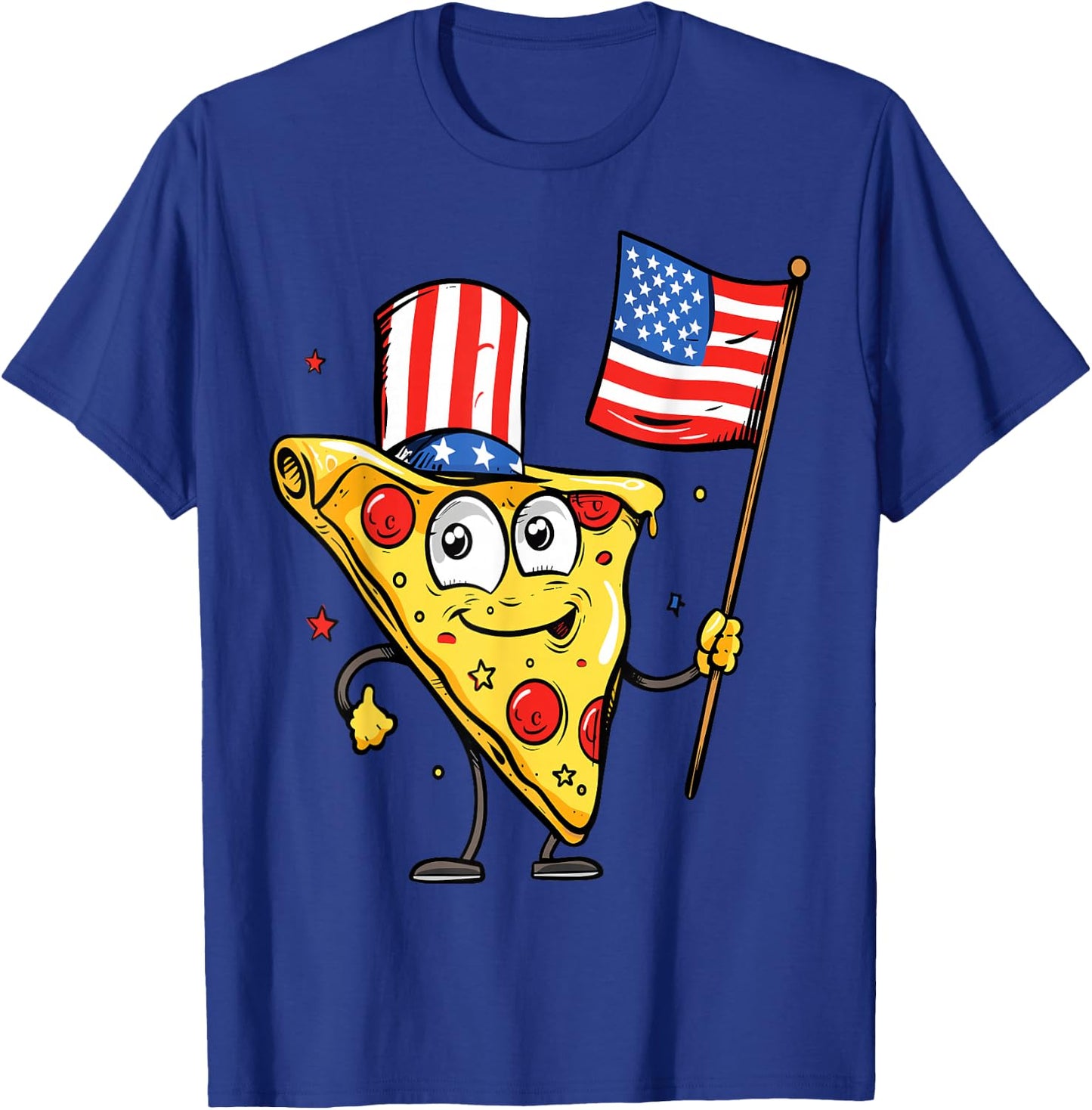 Funny Pizza USA American Flag 4th of July Food Patriotic T-Shirt - T-Shirt | Royal