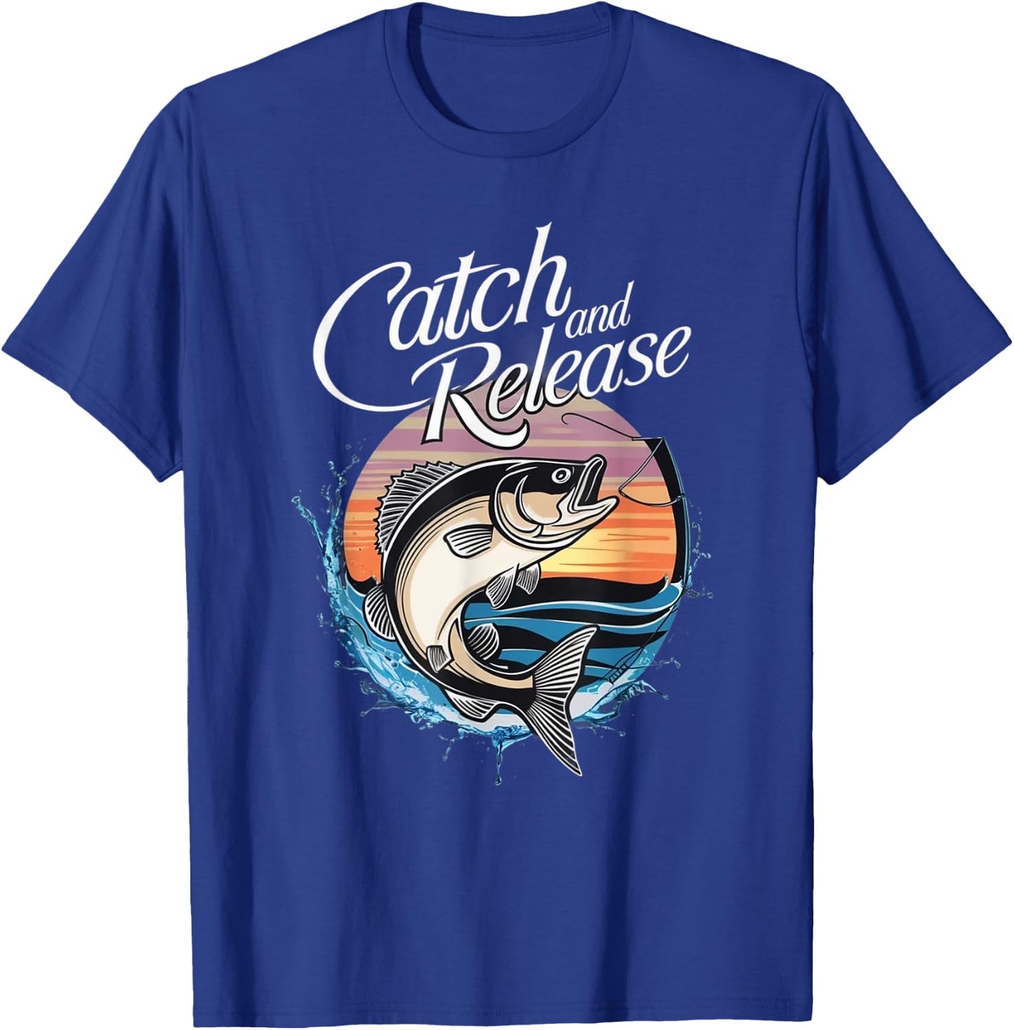 Catch and Release Fish Sunset Fishing T-Shirt - T-Shirt | Royal