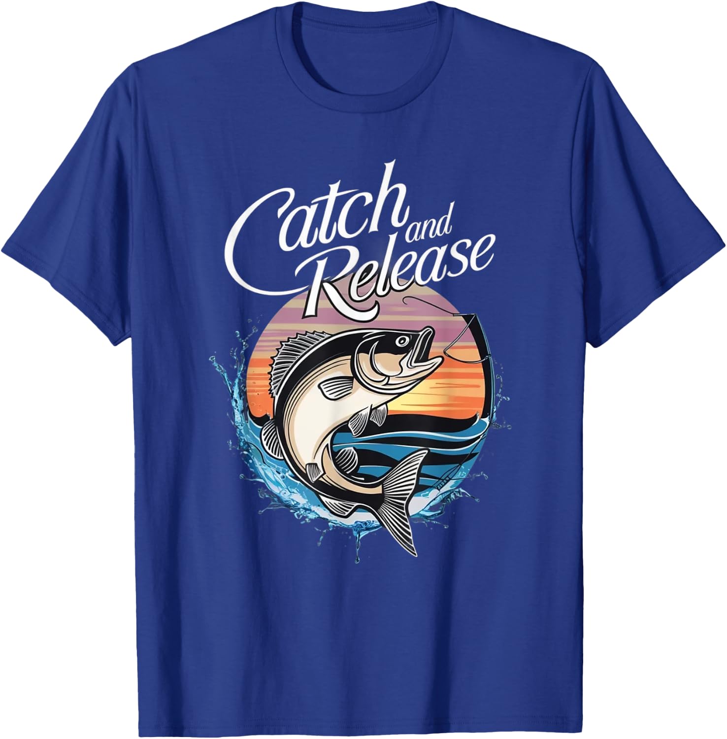 Catch and Release Fish Sunset Fishing T-Shirt - T-Shirt | Royal