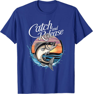 Catch and Release Fish Sunset Fishing T-Shirt - T-Shirt | Royal