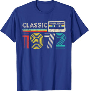Classic 1972 Vintage 1972 Cassette Tape Men Women Birthday T-Shirt - T-Shirt | Royal