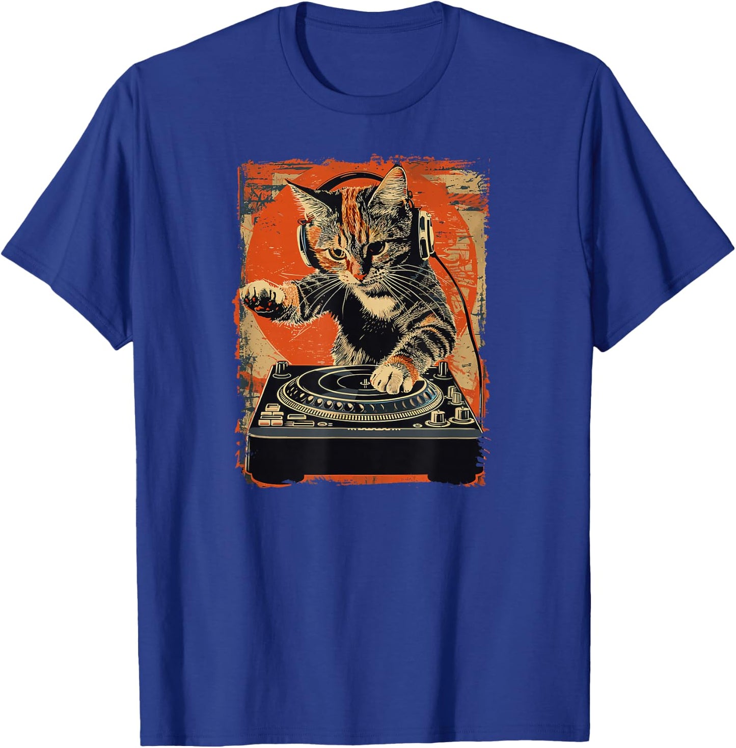 Funny DJ Cat Disco Sound Tech Headphone Music Women T-Shirt - T-Shirt | Royal
