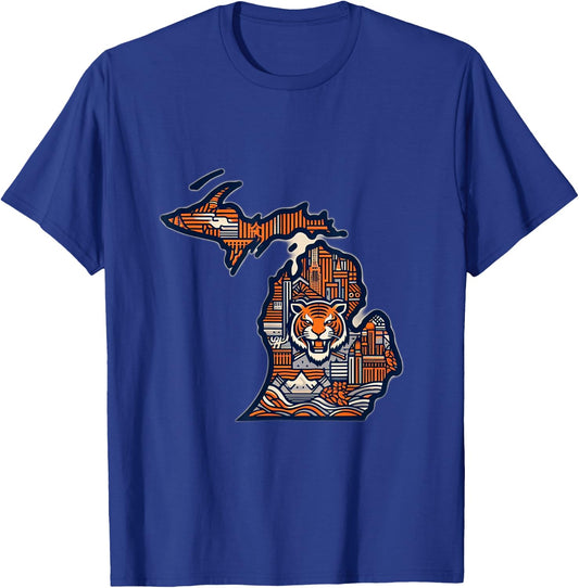 Michigan Vintage Detroit Design T-Shirt - T-Shirt | Royal