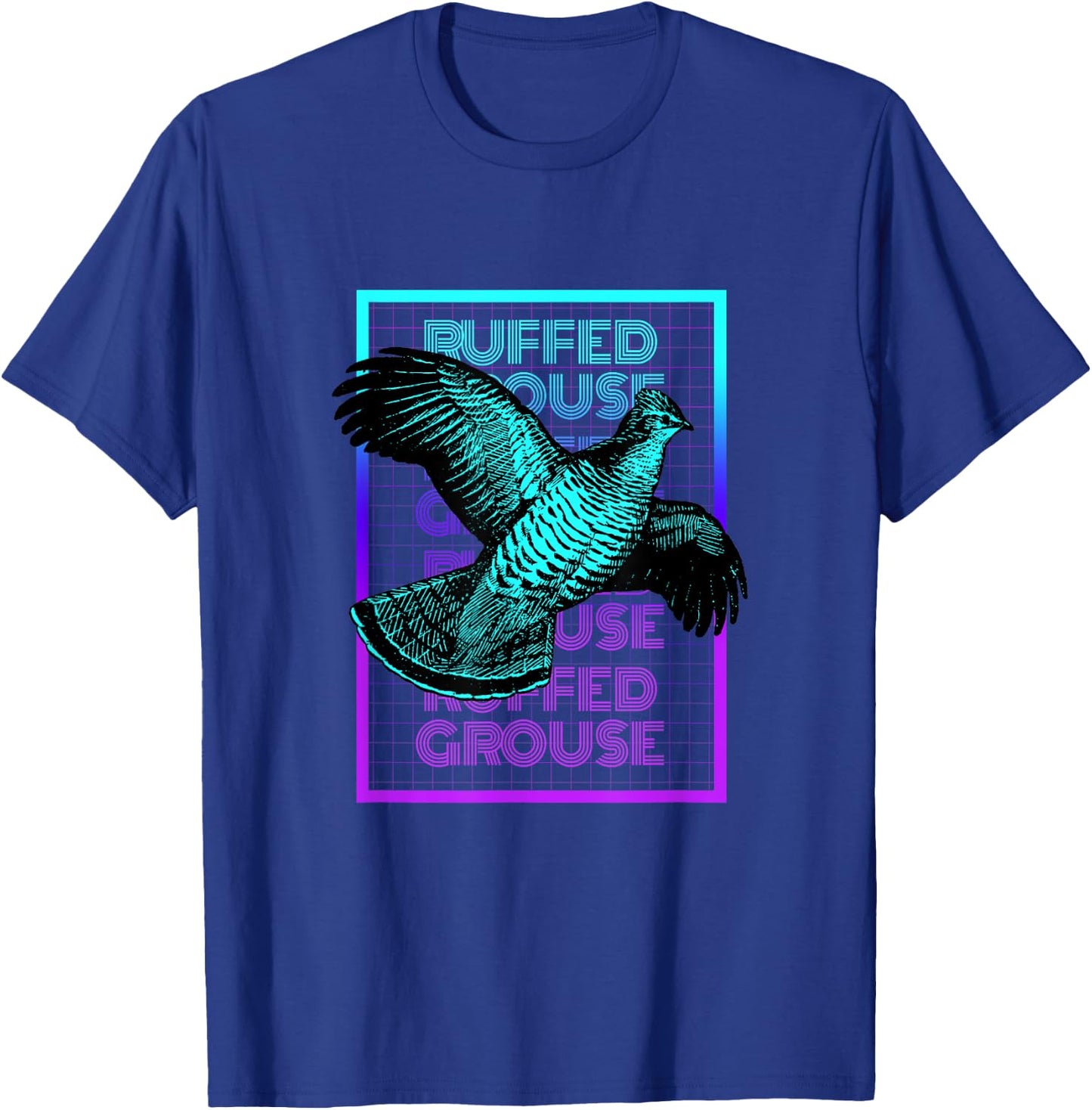 Vintage Ruffed Grouse Gifts Ruffed Grouse Birding Retro - Women's Classic Fit Black Graphic Design - Small T-Shirt - T-Shirt | Royal