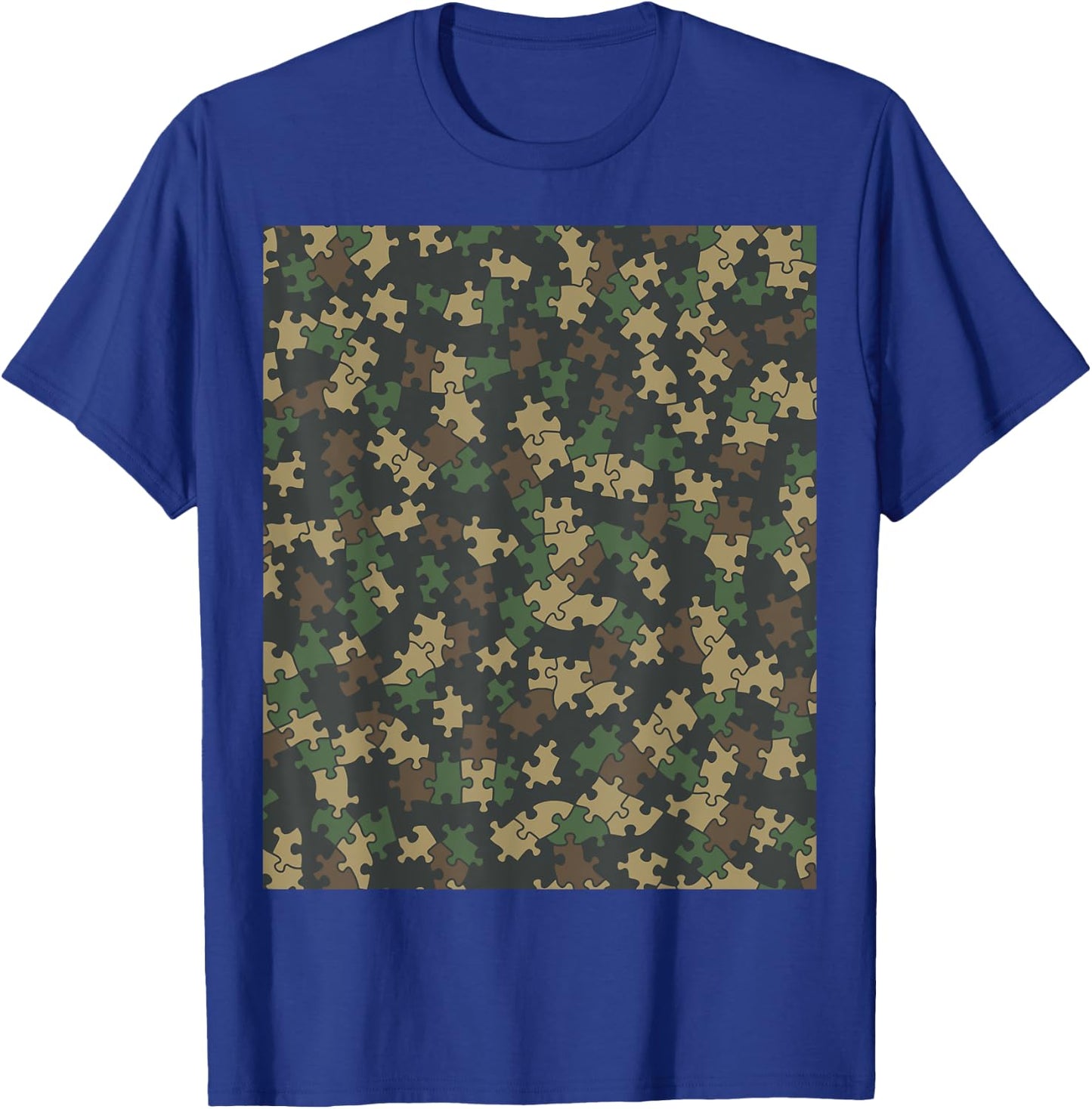 Jigsaw Puzzle Lover Pieces Camo Pattern Puzzler WOODLAND T-Shirt - T-Shirt | Royal