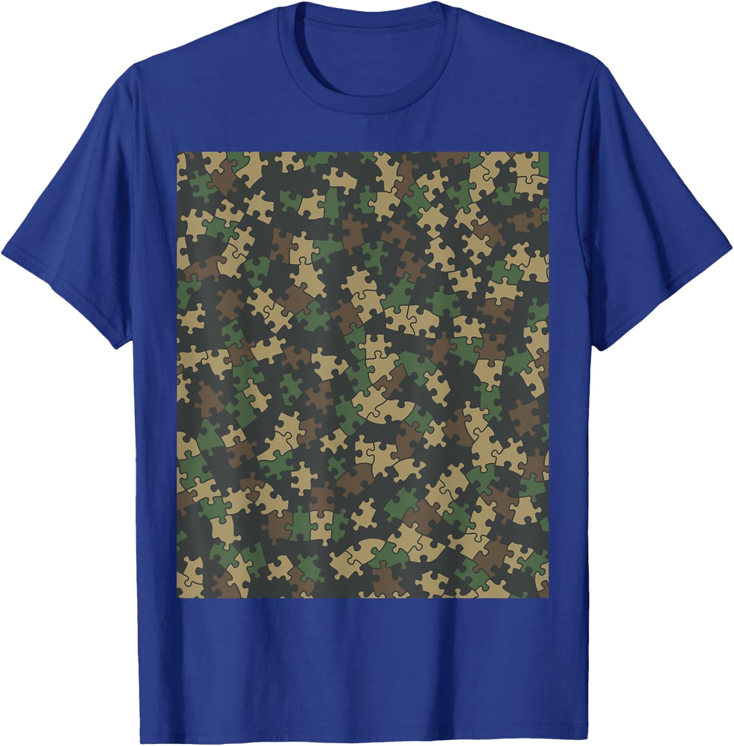 Jigsaw Puzzle Lover Pieces Camo Pattern Puzzler WOODLAND T-Shirt - T-Shirt | Royal