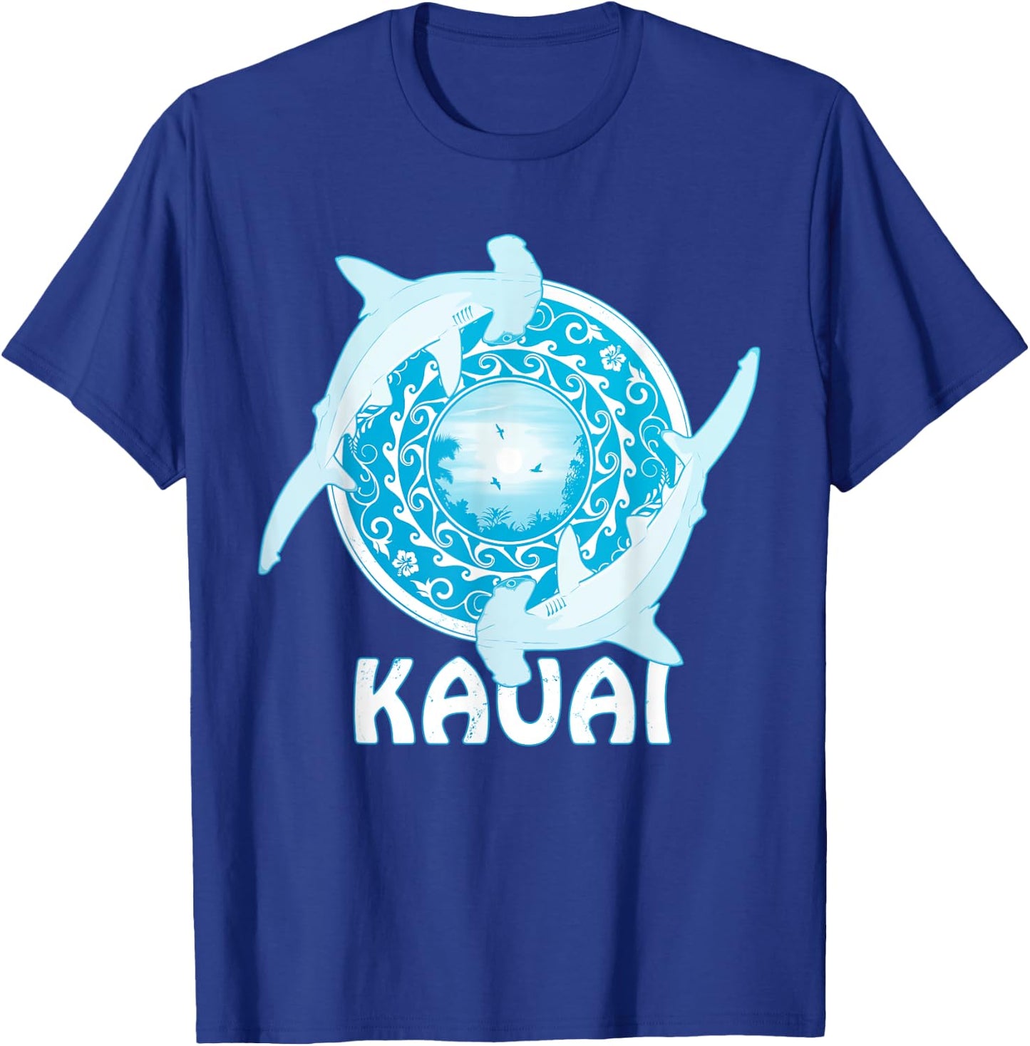 Hammerhead Shark Polynesian Design Kauai T-Shirt - T-Shirt | Royal