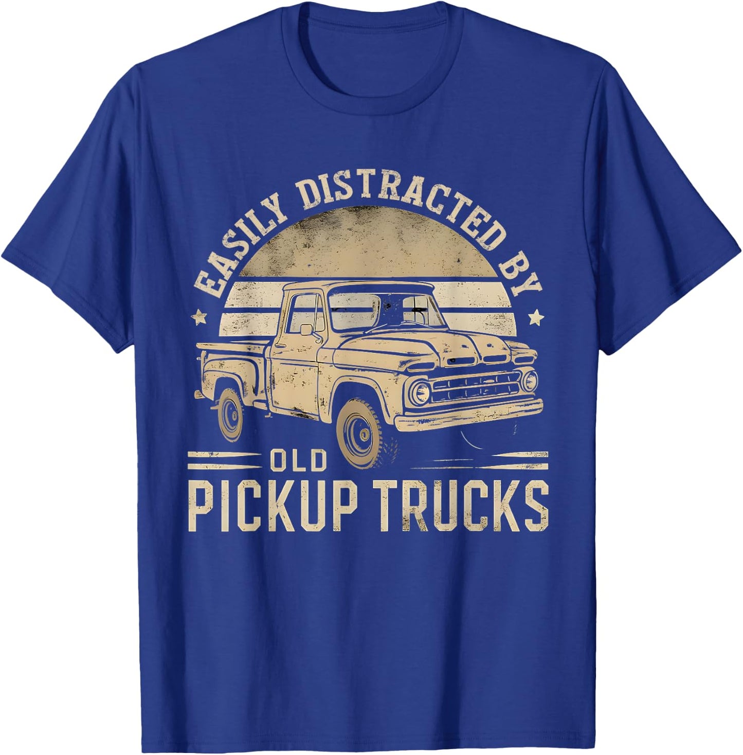Easily Distracted By Old Pickup Trucks Funny Trucker T-Shirt - T-Shirt | Royal