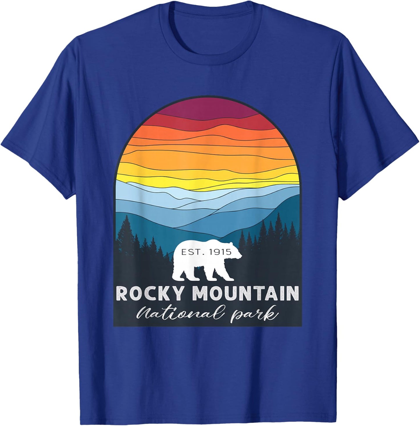 Retro Vintage Rocky Mountain National Park kids Bear Hiking T-Shirt - T-Shirt | Royal
