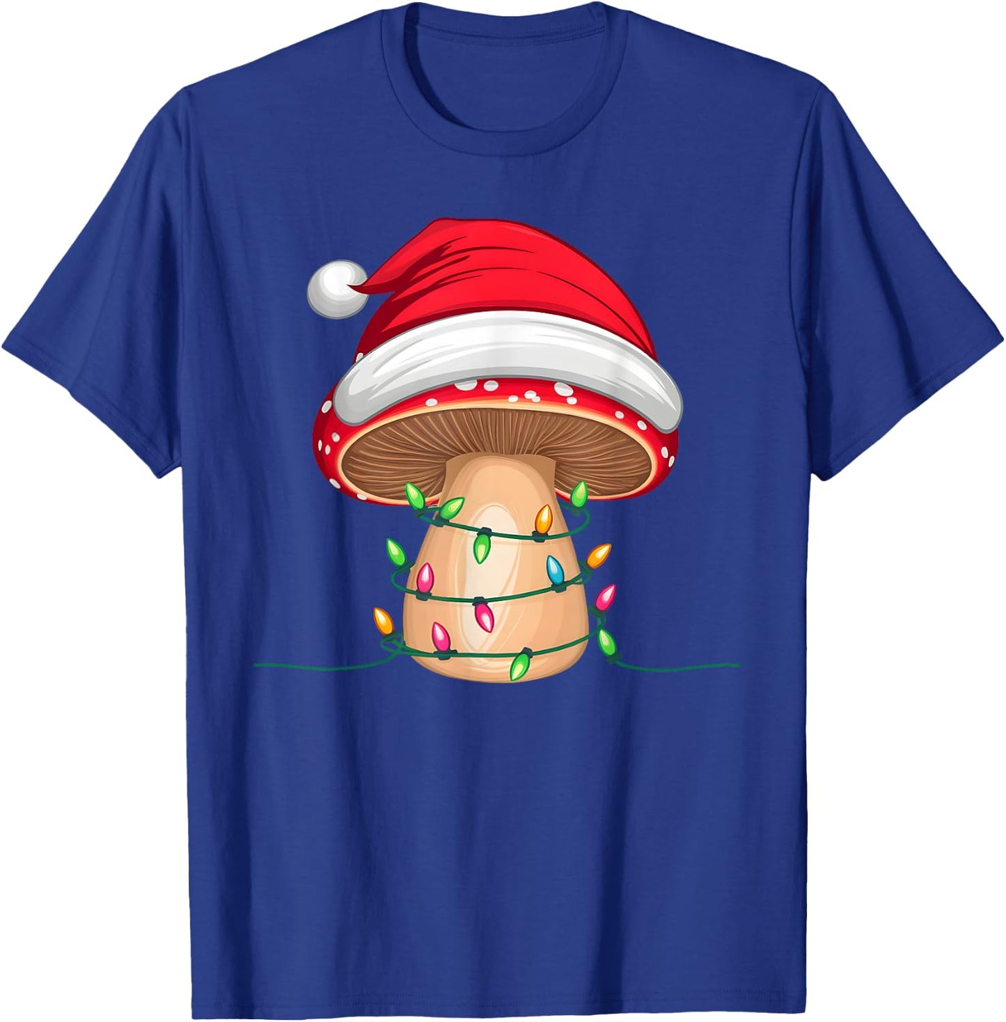Xmas Lighting Santa Hat Mushroom Christmas T-Shirt - T-Shirt | Royal