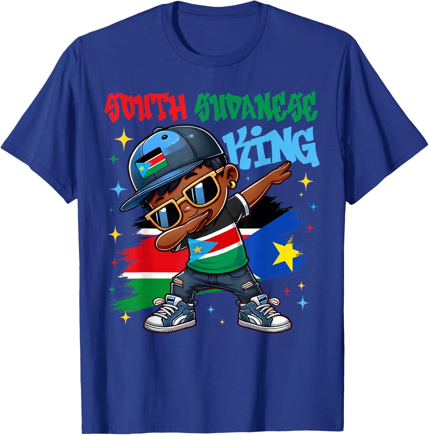 South Sudanese King Dabbing South Sudan Flag Pride for Kids T-Shirt - T-Shirt | Royal