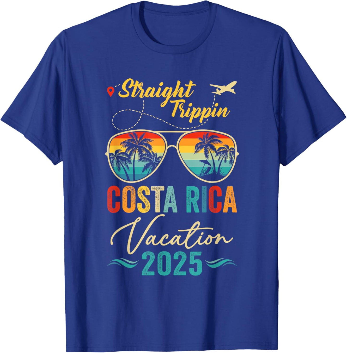 Straight Trippin Costa Rica 2025 Family Summer Vacation T-Shirt - T-Shirt | Royal