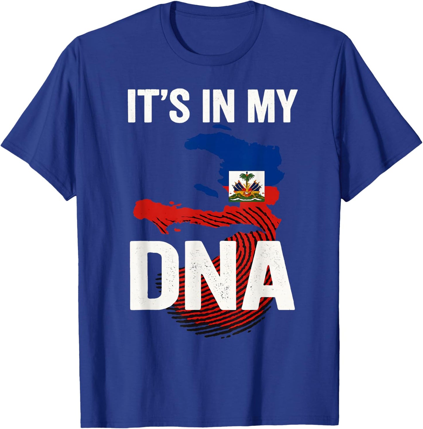 Its In My DNA Haiti Haitian Flag Fingerprint T-Shirt - T-Shirt | Royal