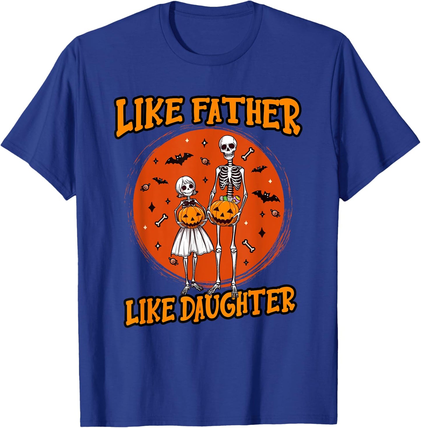 Skeleton Father Daughter Matching Halloween Costume T-Shirt - T-Shirt | Royal