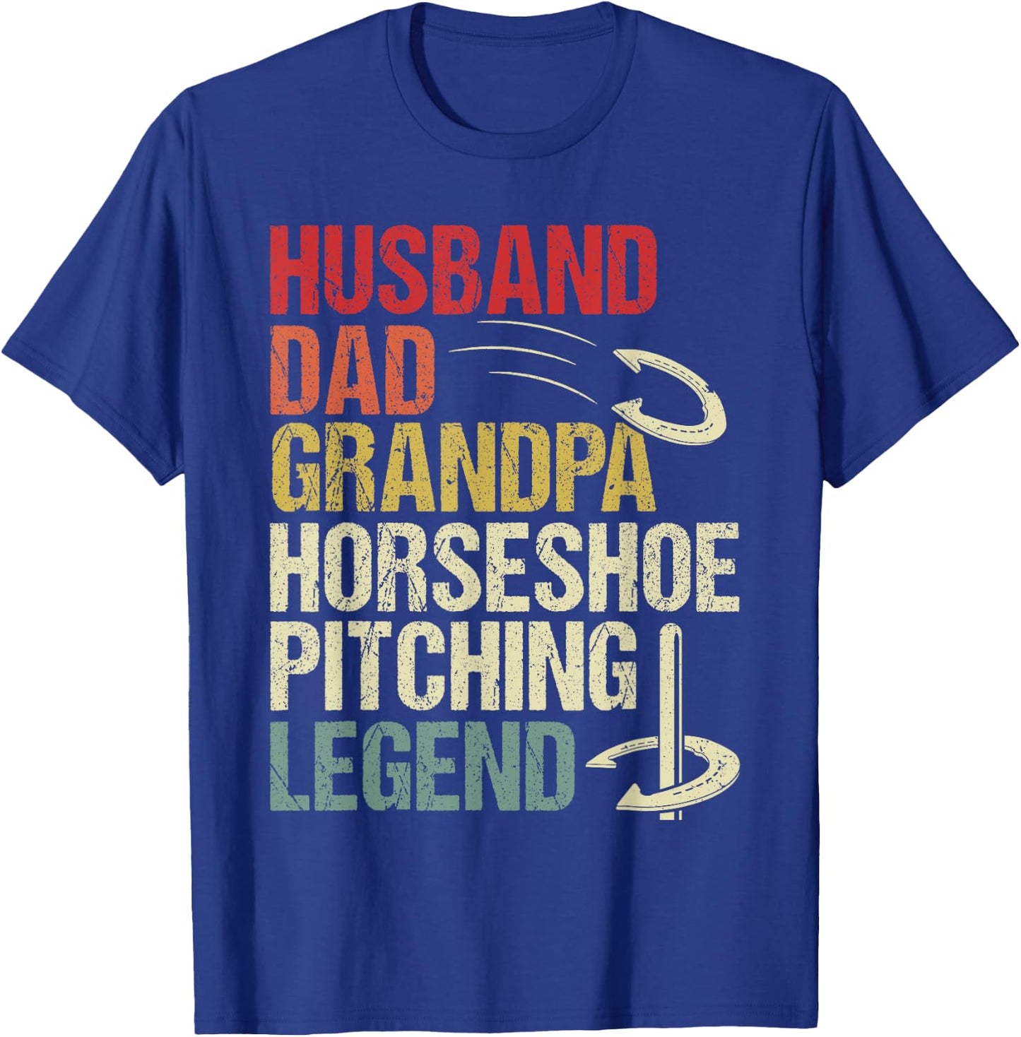 Retro Horseshoe Pitching Legend Grandpa Horseshoe Throwing T-Shirt - T-Shirt | Royal