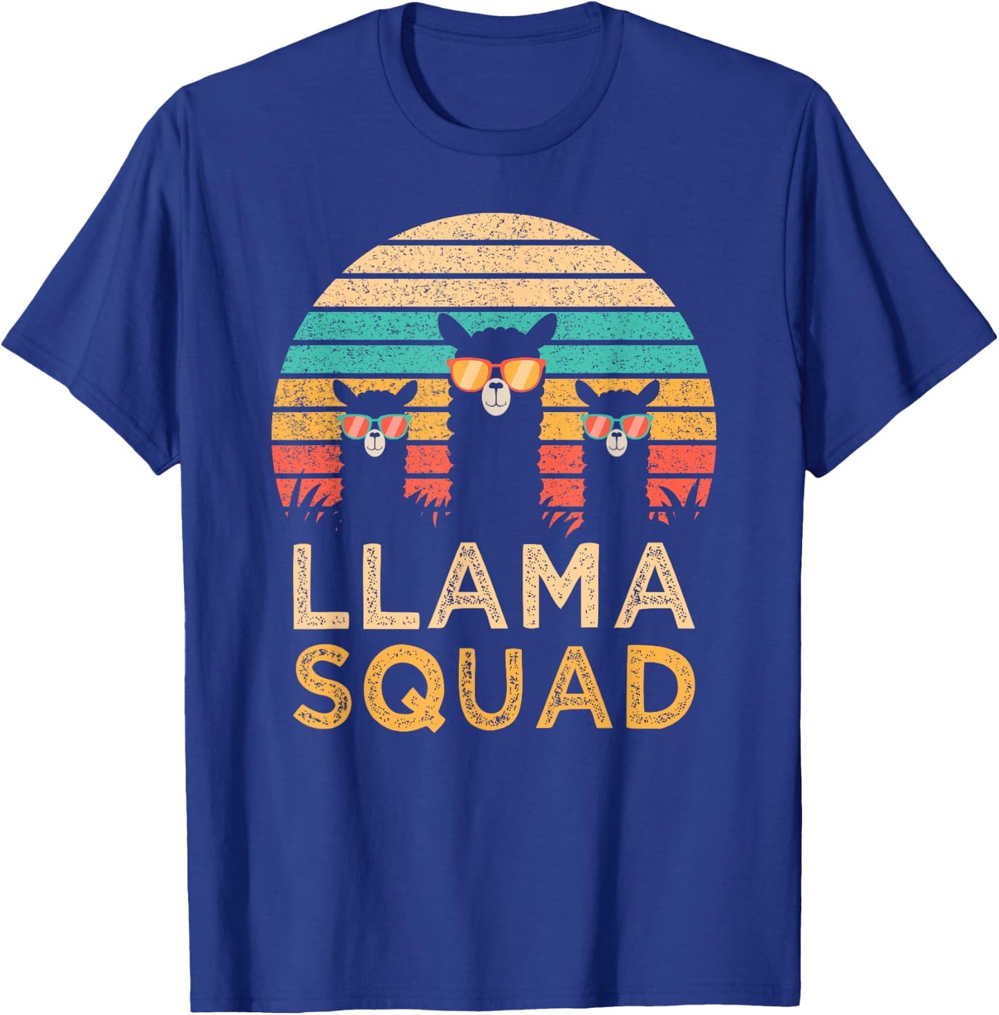 Funny Llama Squad Sunglasses Cool Llamas Vintage Gift T-Shirt - T-Shirt | Royal