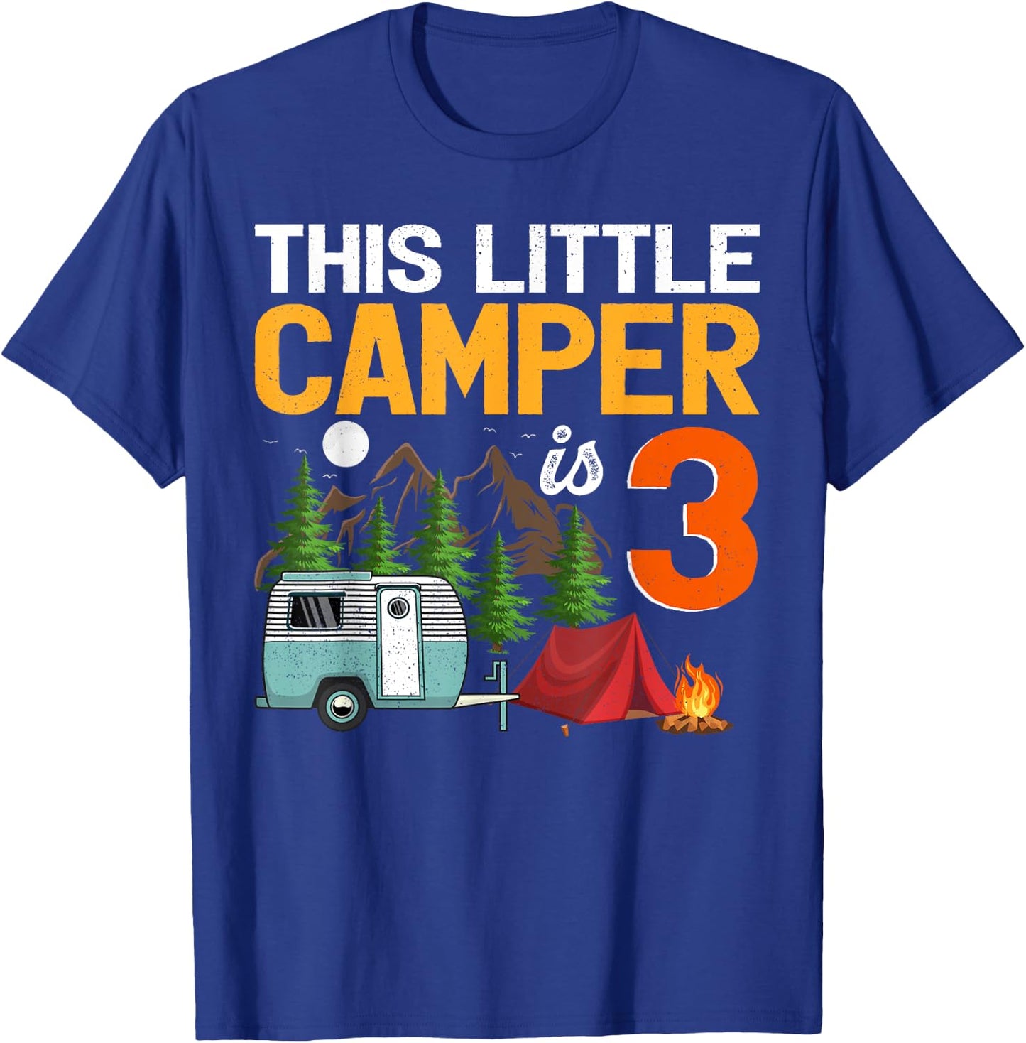 This Little Camper Is 3 Year Old Camping 3rd Birthday T-Shirt - T-Shirt | Royal