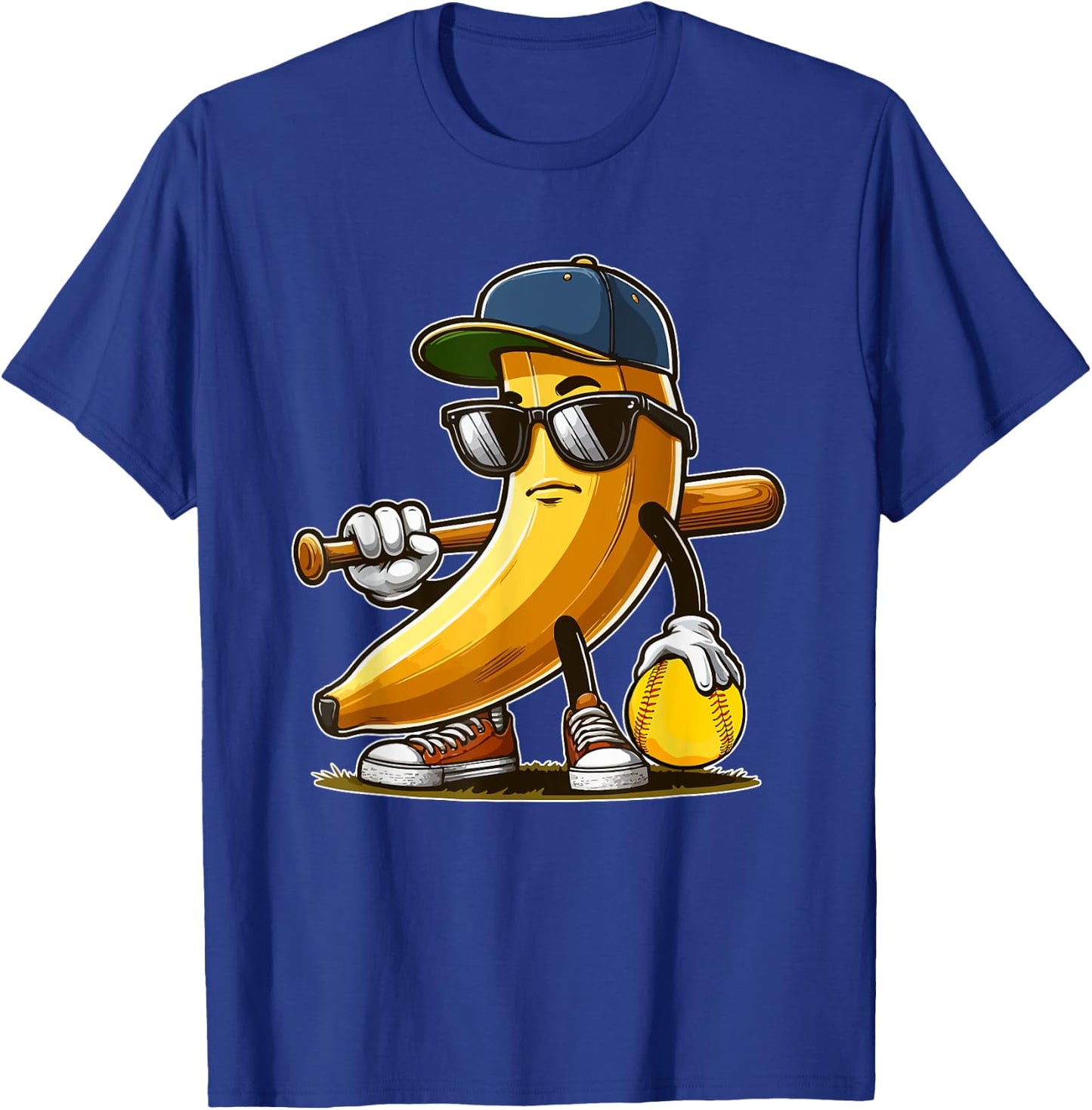 Softball Matching Player Fan Vegan Costume Banana Sunglasses T-Shirt - T-Shirt | Royal