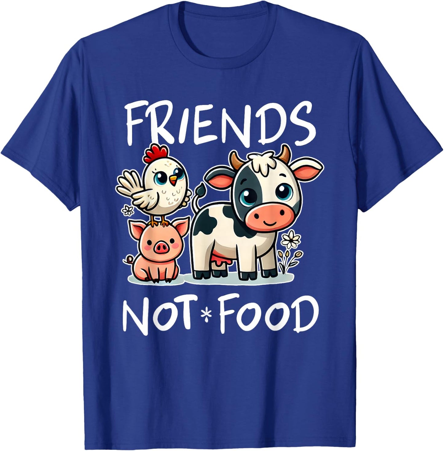 Friends Not Food Funny Vegan Vegetarian Cute Animals Gift T-Shirt - T-Shirt | Royal