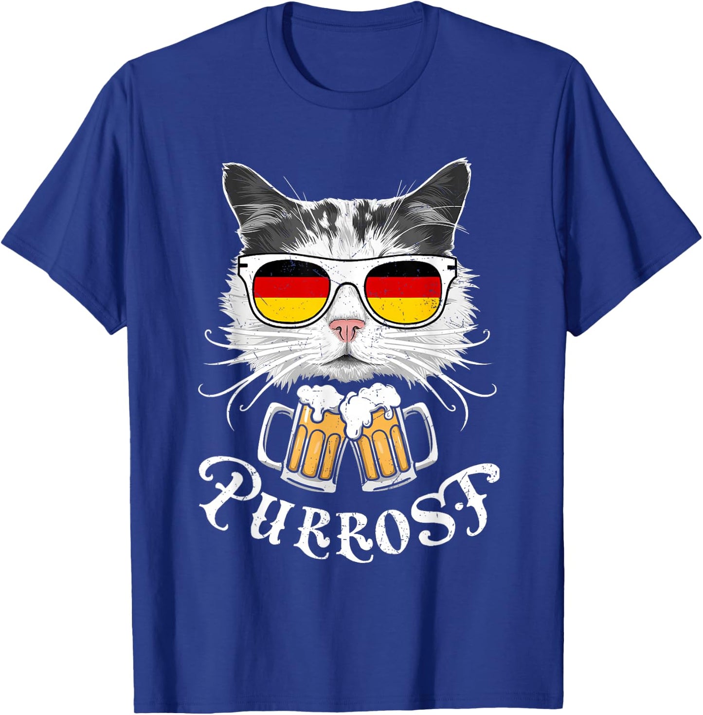 Funny Oktoberfest Cat Kitty Bavarian Drinking Beer Purrost T-Shirt - T-Shirt | Royal
