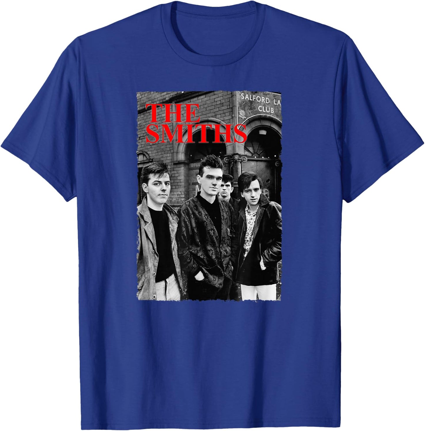 The Smiths Red Text Salford Lads Club Shot By Stephen Wright T-Shirt - T-Shirt | Royal