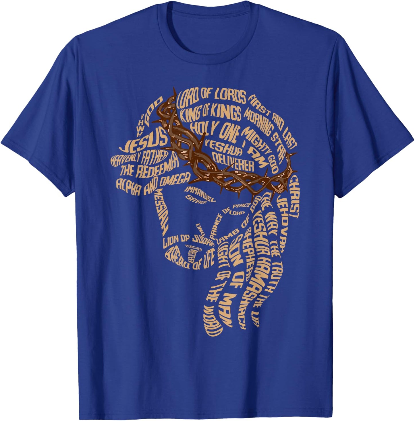 Names of Jesus Christ Face Christian Gospel Religious Bible T-Shirt - T-Shirt | Royal