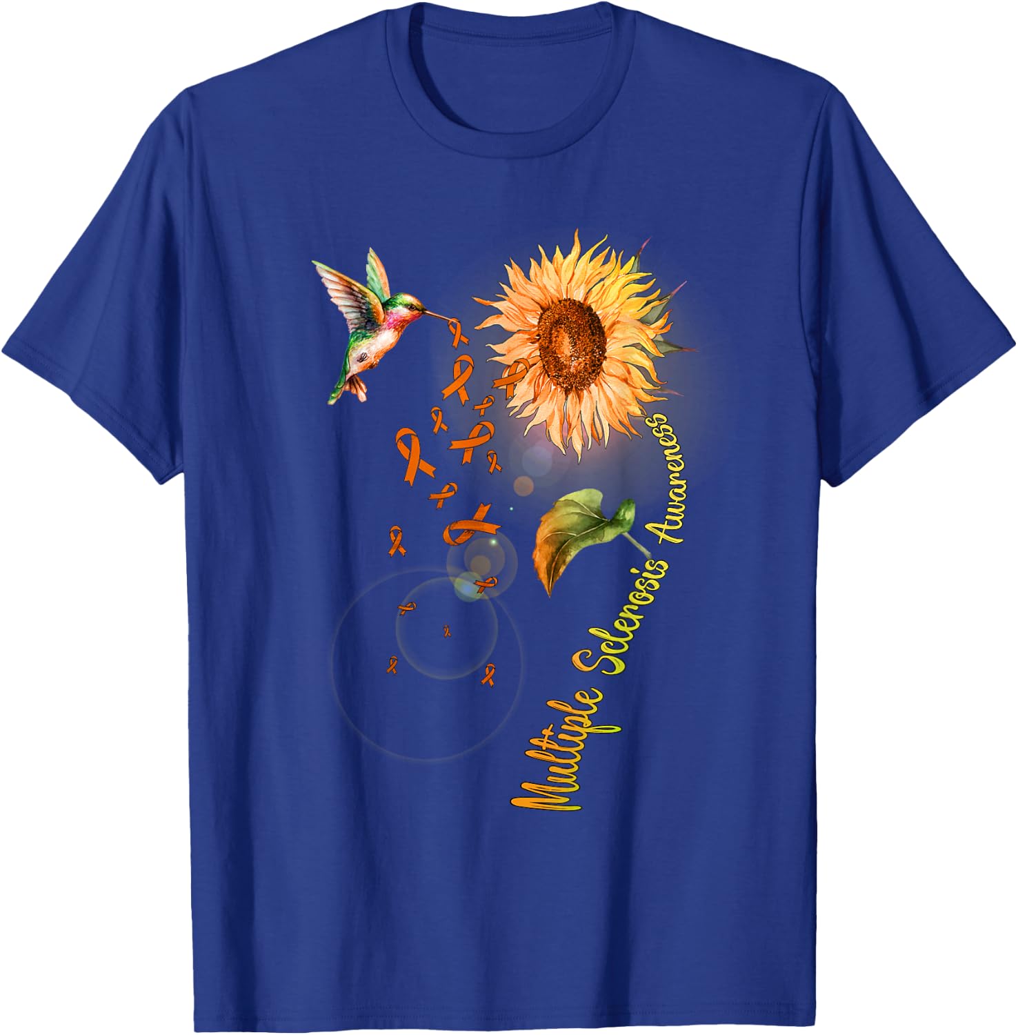 Multiple Sclerosis Sunflower Hummingbird T-Shirt - T-Shirt | Royal