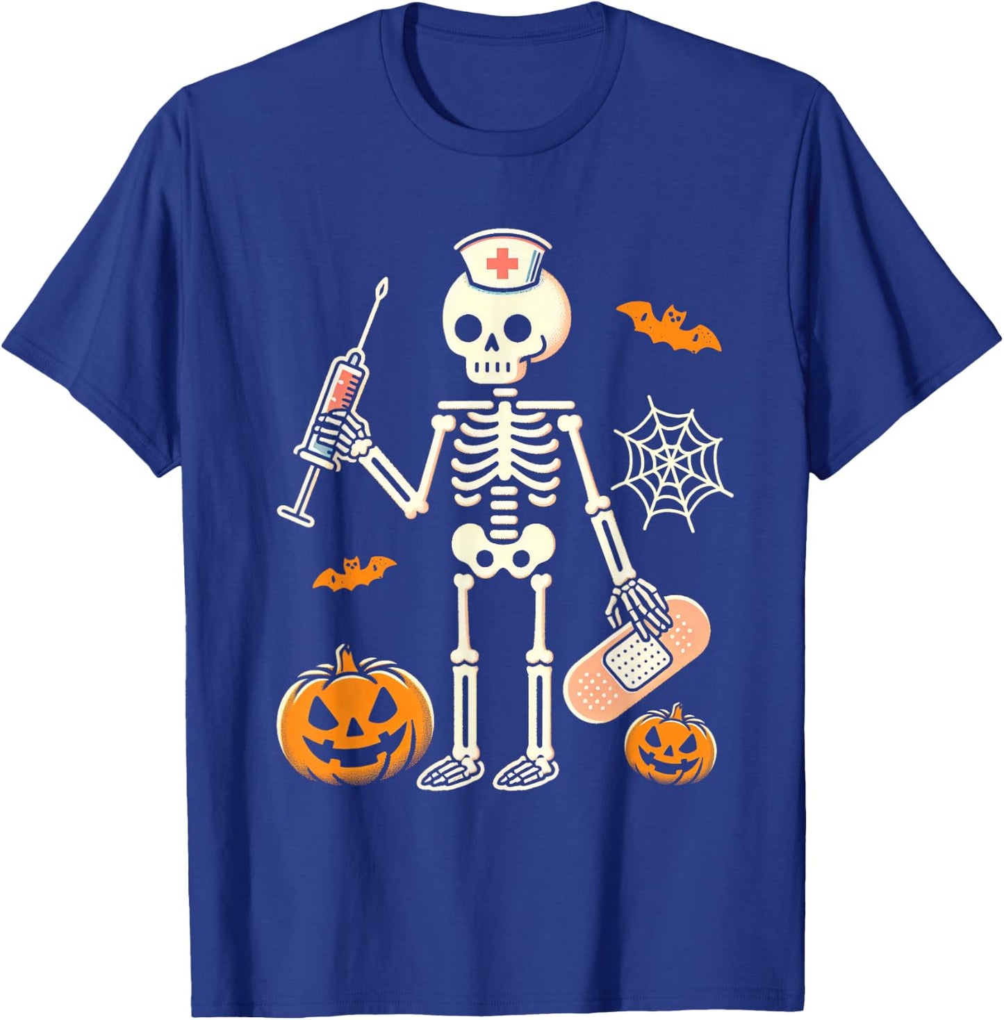 Halloween Nicu Nurse Skeleton Scrub Top Costume Women Men T-Shirt - T-Shirt | Royal