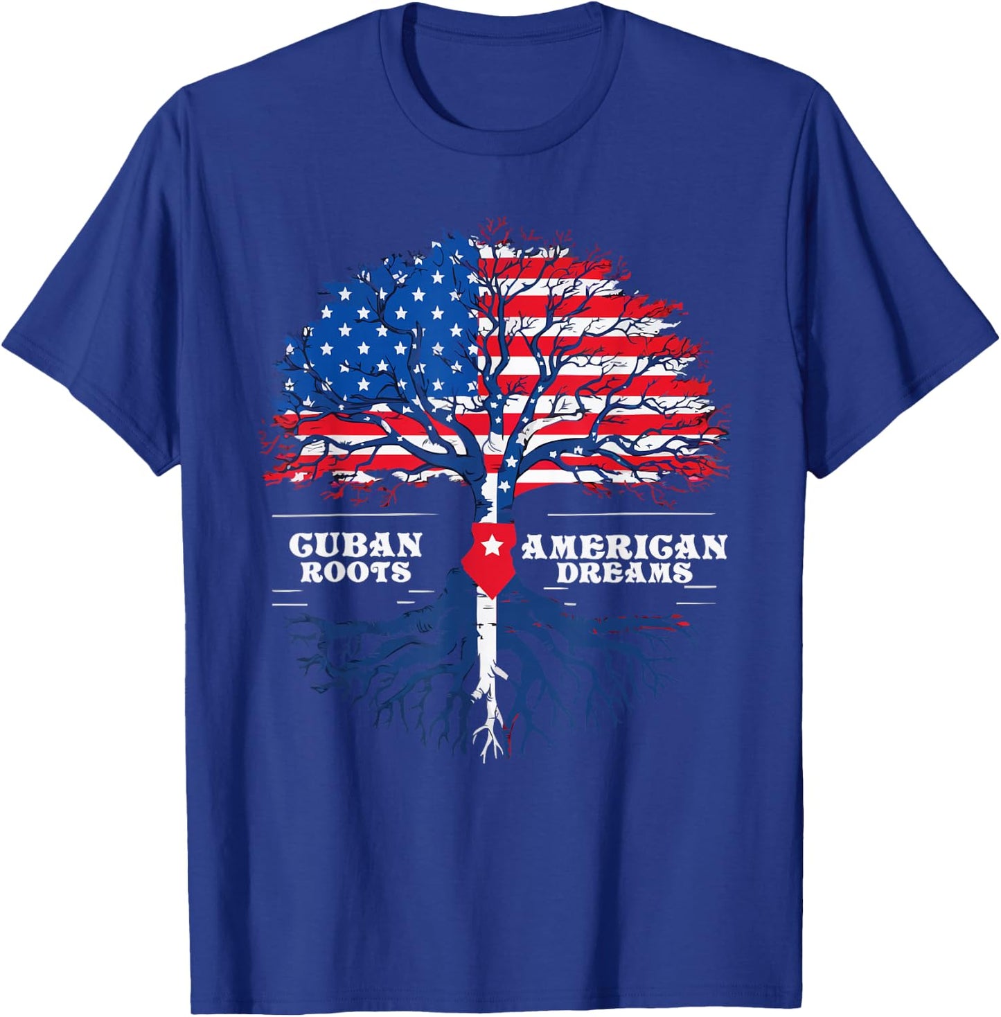 Half Cuban Half American USA Flag Cuba America T-Shirt - T-Shirt | Royal