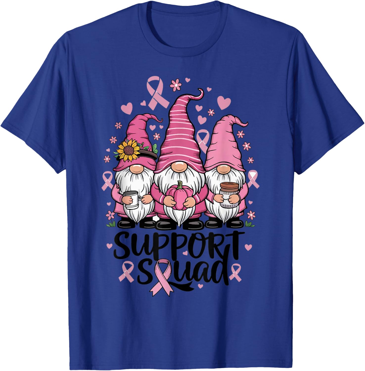 Gnome Support Squad Breast Cancer Awareness Pink Clothing T-Shirt - T-Shirt | Royal