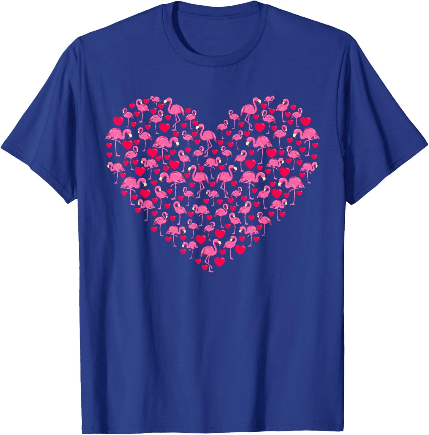 Heart Shape Flamingo Valentine's Day Flamingo Lover Couples T-Shirt - T-Shirt | Royal