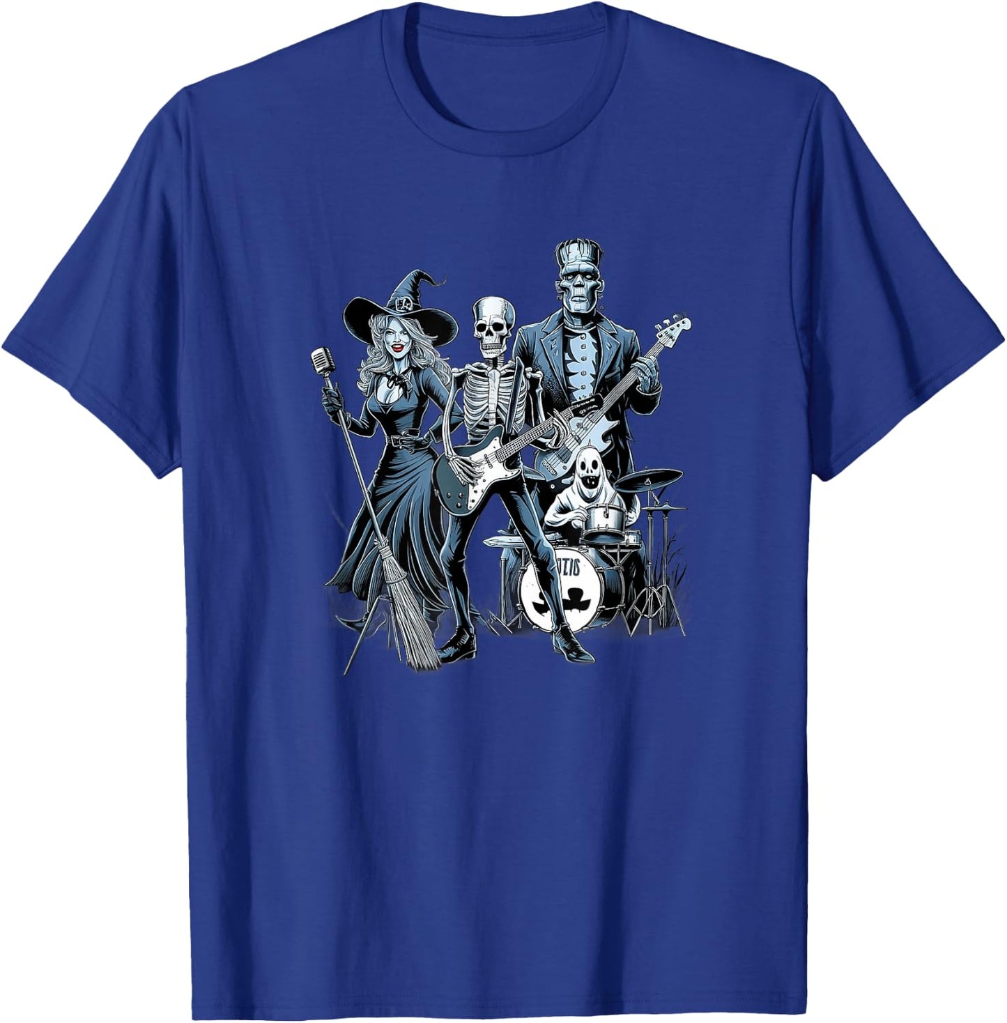 Rock Band Halloween Witch Skeleton Frankenstein Ghost T-Shirt - T-Shirt | Royal