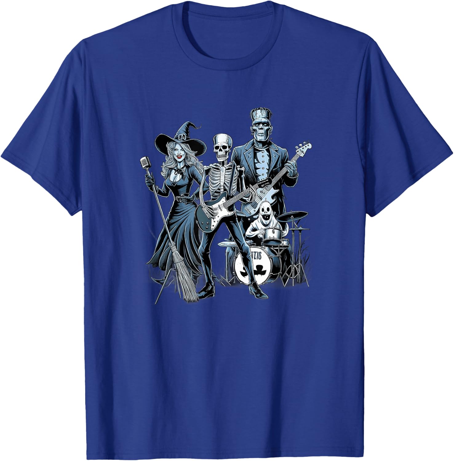 Rock Band Halloween Witch Skeleton Frankenstein Ghost T-Shirt - T-Shirt | Royal