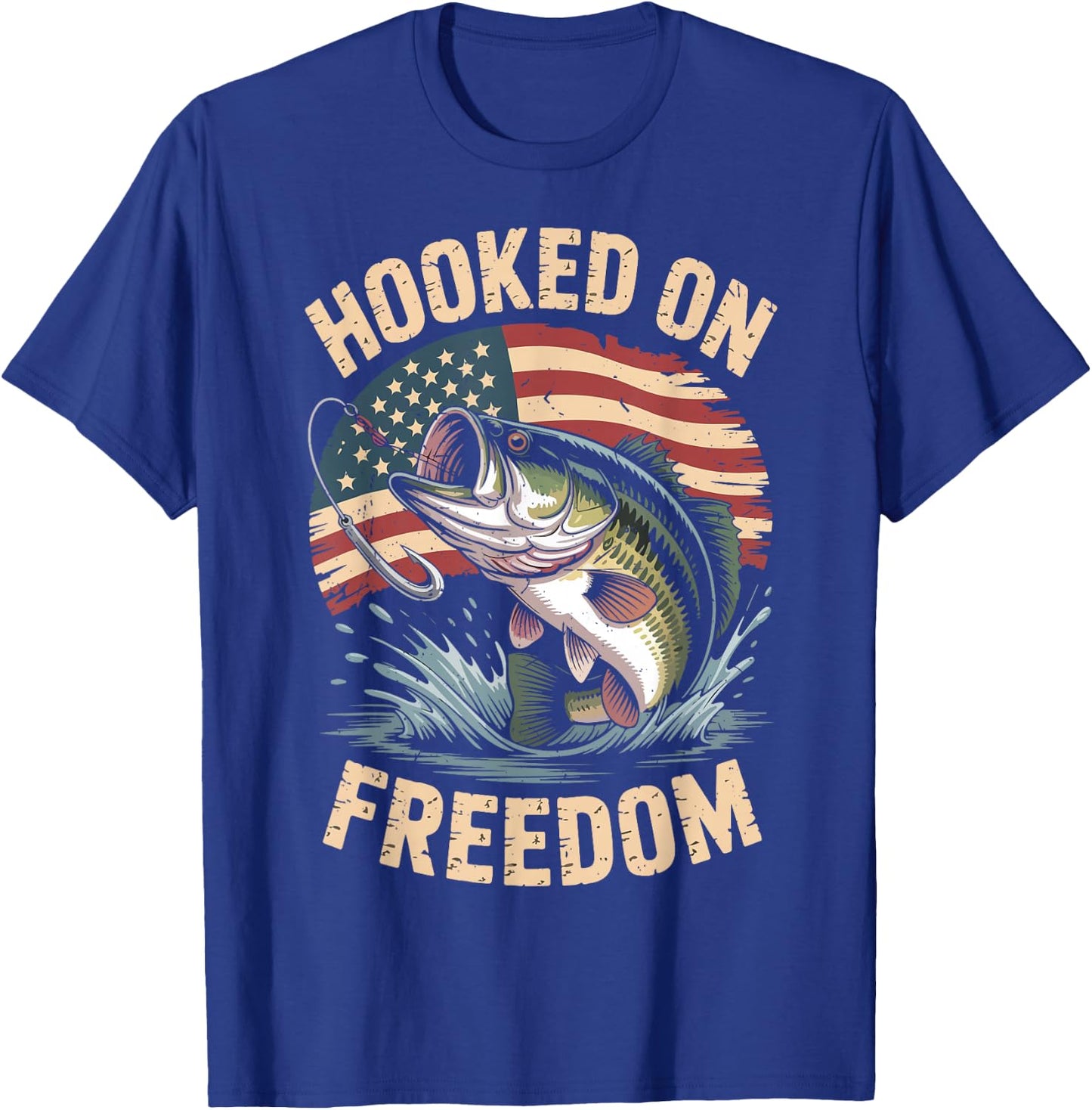 Youth Boy Hooked On Freedom Fishing 4th July Men Patriotic T-Shirt - T-Shirt | Royal