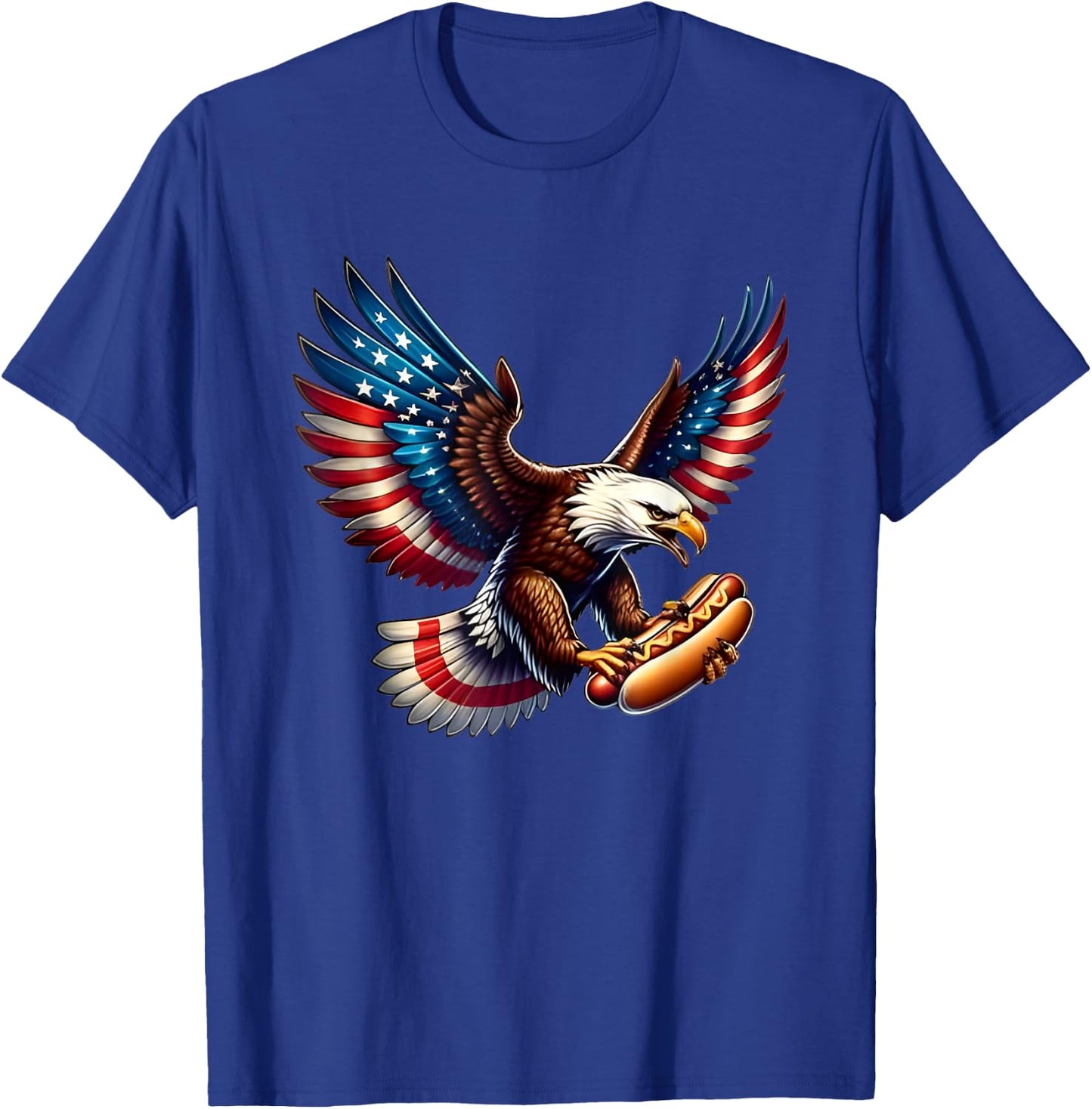 Bald Eagle Hotdog American Flag Men T-Shirt - T-Shirt | Royal