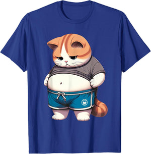 Funny Fat Cat Cute Chubby Kitten T-Shirt - T-Shirt | Royal