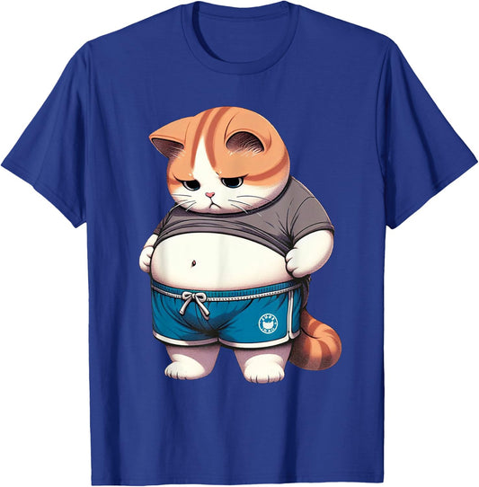 Funny Fat Cat Cute Chubby Kitten T-Shirt - T-Shirt | Royal