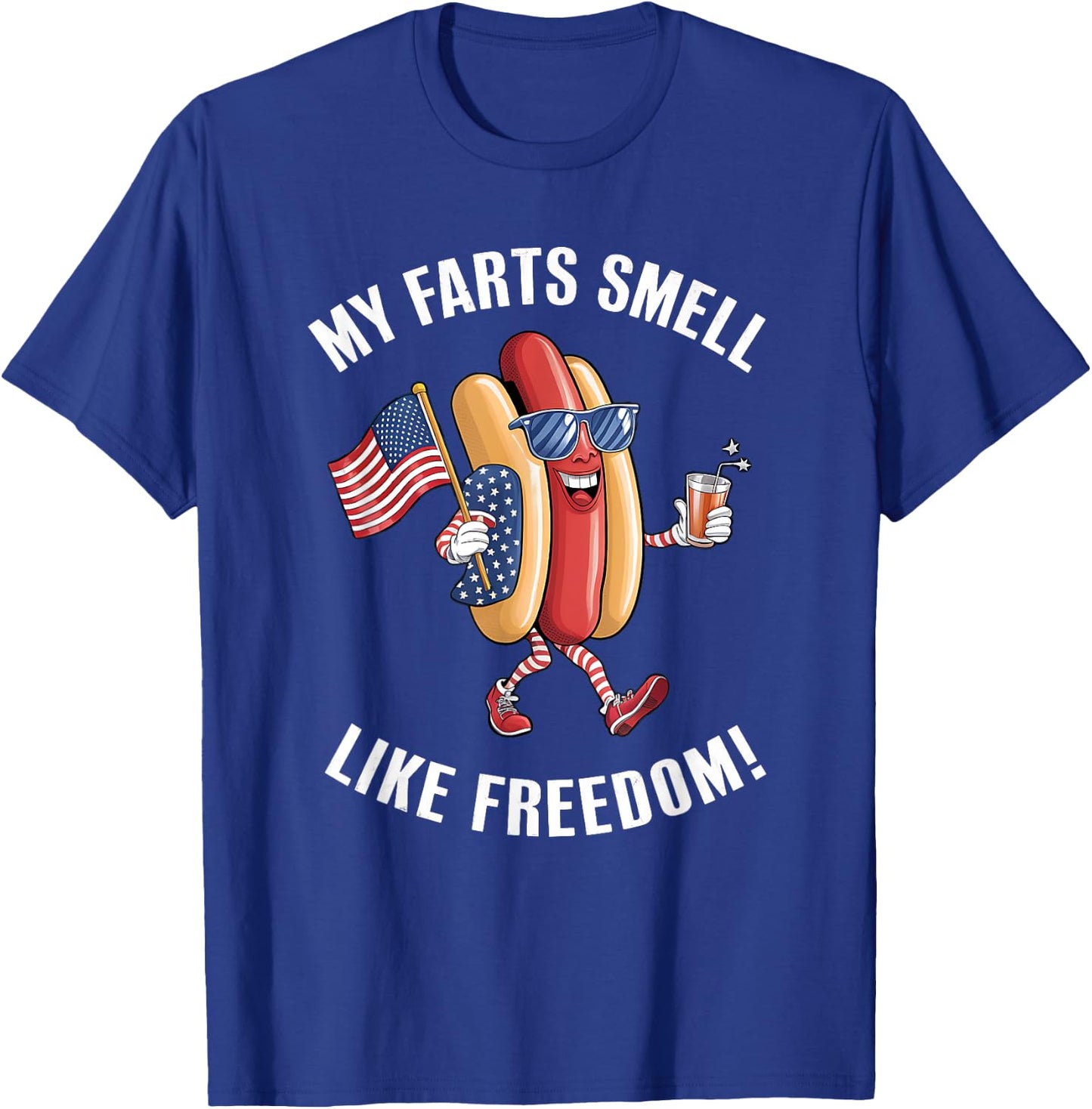 My Farts Smell Like Freedom Funny hotdog Patriotic Graphic Kids Men T-Shirt - T-Shirt | Royal