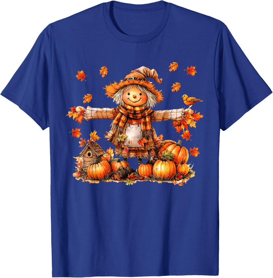 Cute Scarecrow Autumn Pumpkin Happy Thanksgiving Halloween T-Shirt - T-Shirt | Royal