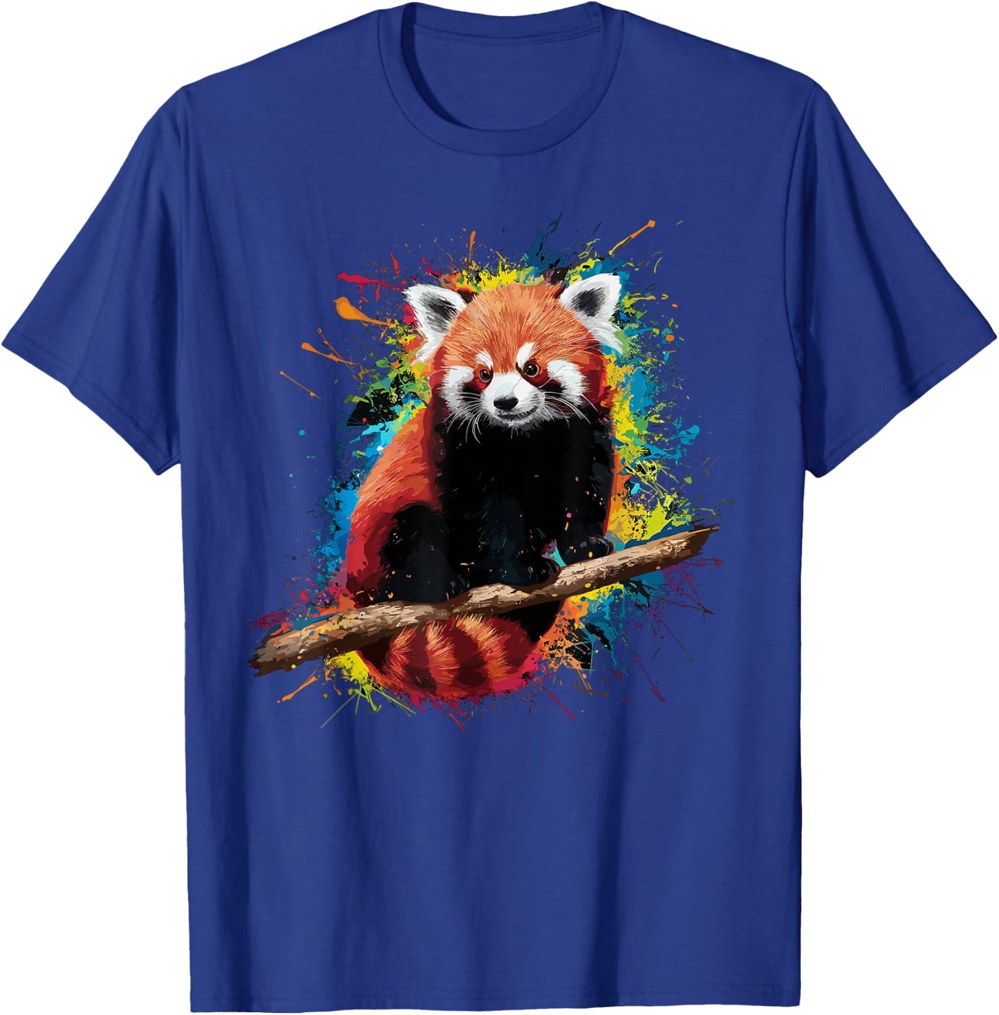 Colorful Paint Splash Red Panda Art Graphic T-Shirt - T-Shirt | Royal