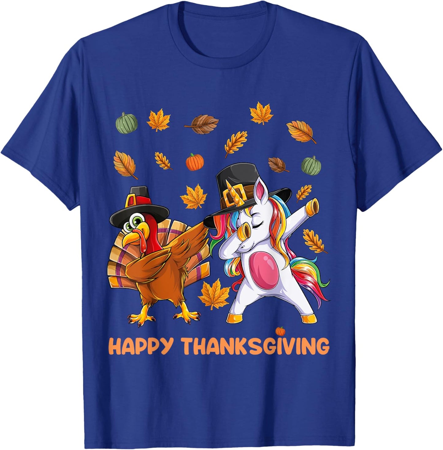 dabbing Turkey Unicorn Thanksgiving For Girls Pilgrim Hat T-Shirt - T-Shirt | Royal