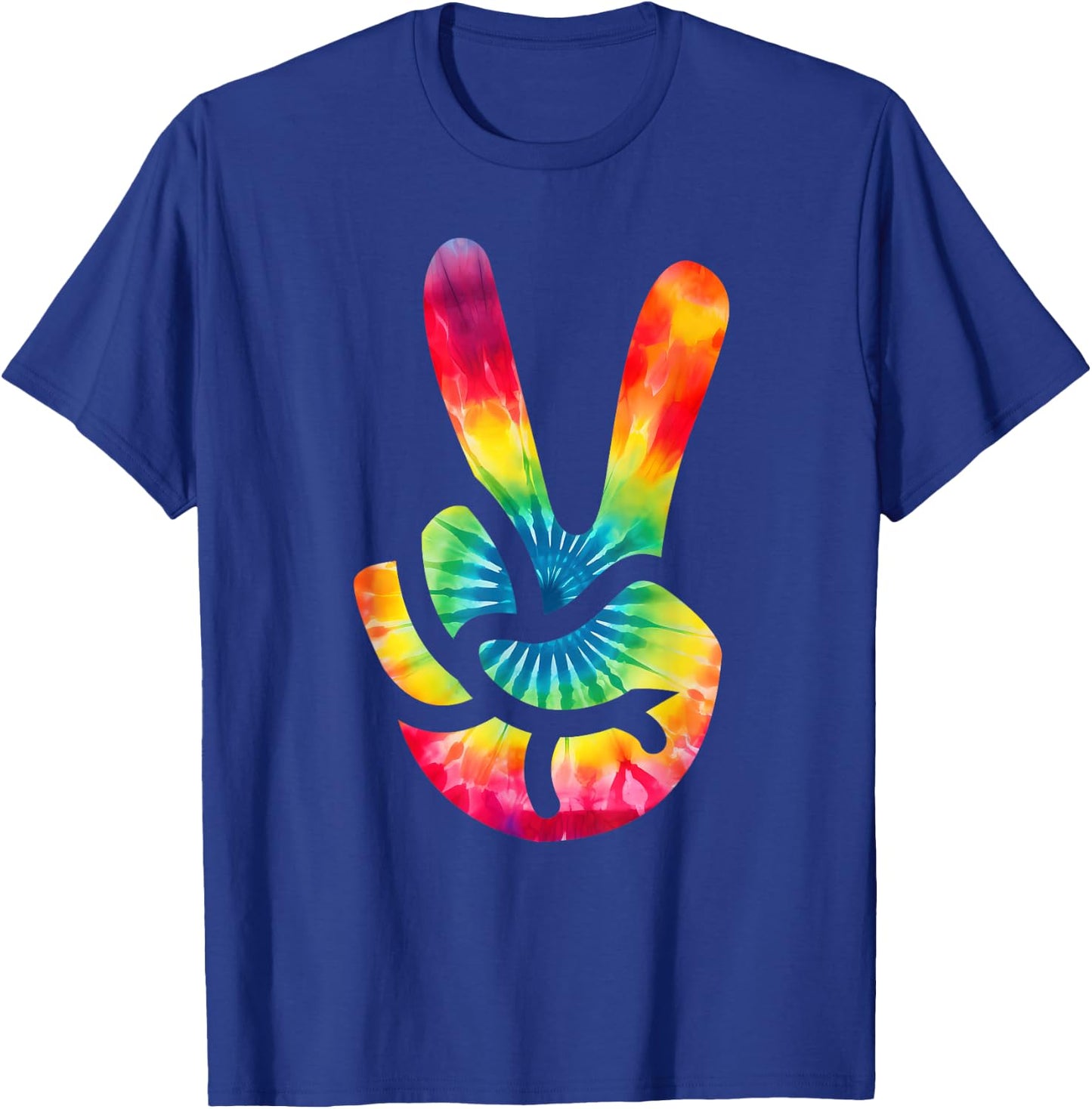 Peace Sign V Fingers Sign Tie Dye Peace T-Shirt - T-Shirt | Royal