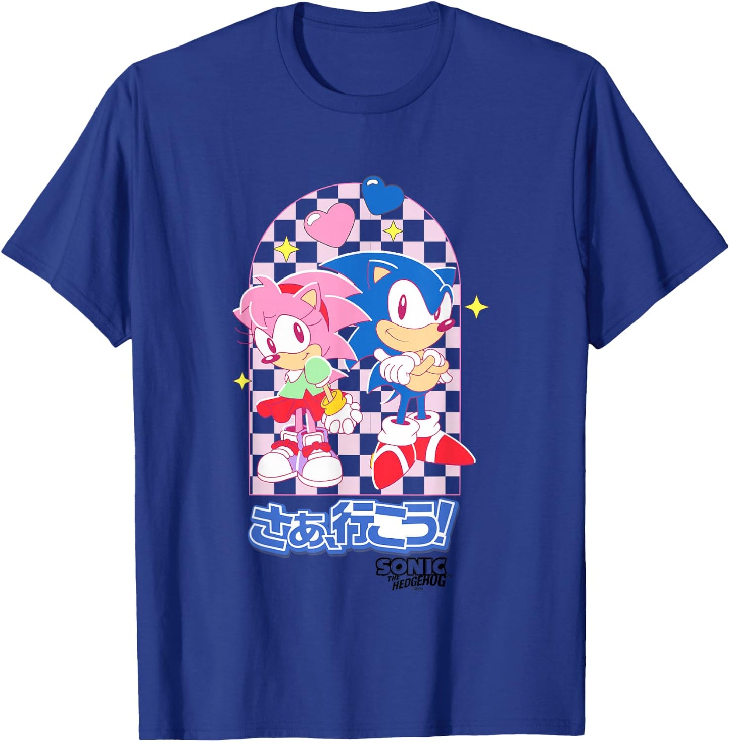 Sonic The Hedgehog Amy Rose & Sonic Kawaii Kanji Portrait T-Shirt - T-Shirt | Royal