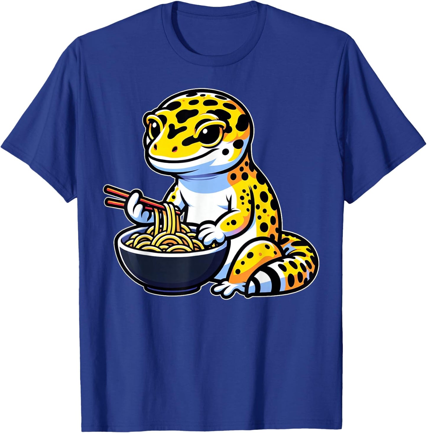 Kawaii Leopard Gecko Lover Gifts Leopard Gecko Eating Ramen T-Shirt - T-Shirt | Royal