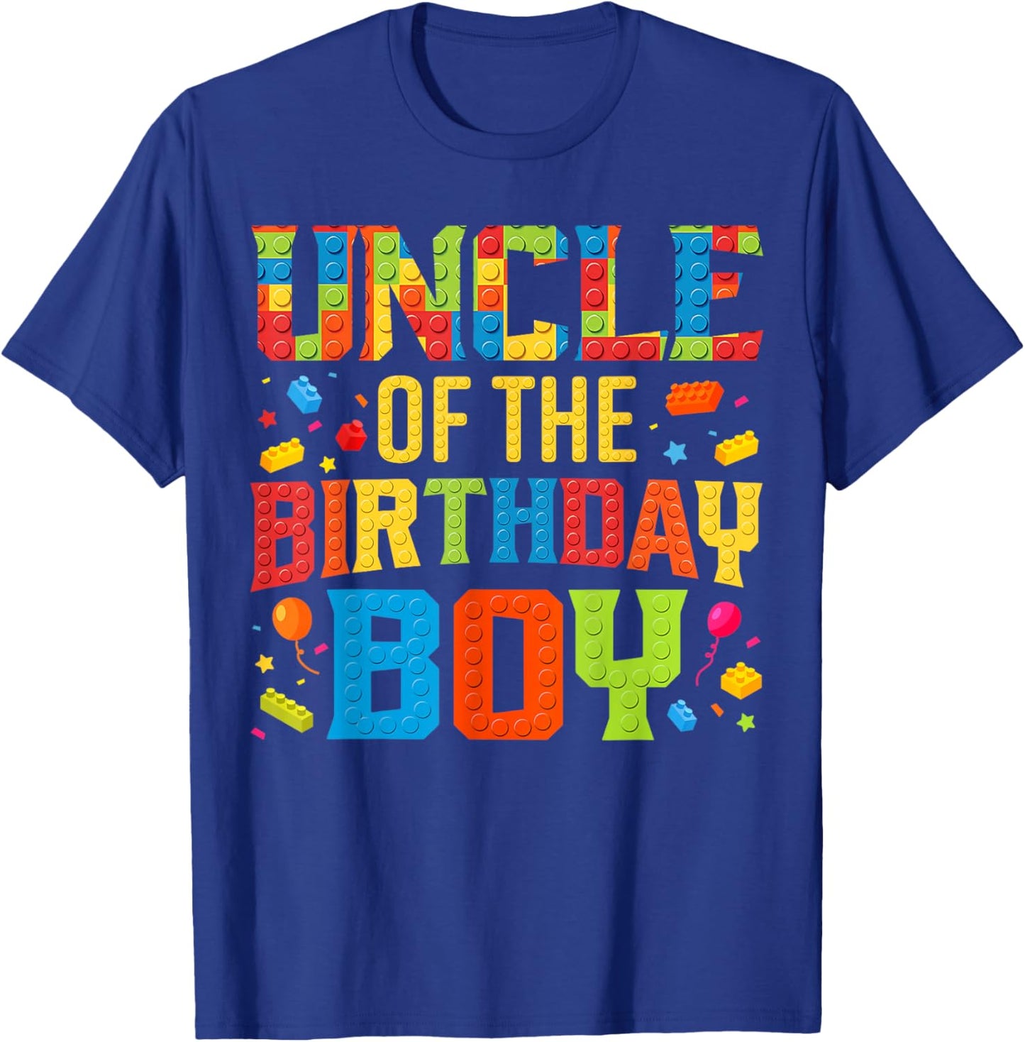 Uncle Of The Birthday Boy Master Builder Building Blocks T-Shirt - T-Shirt | Royal