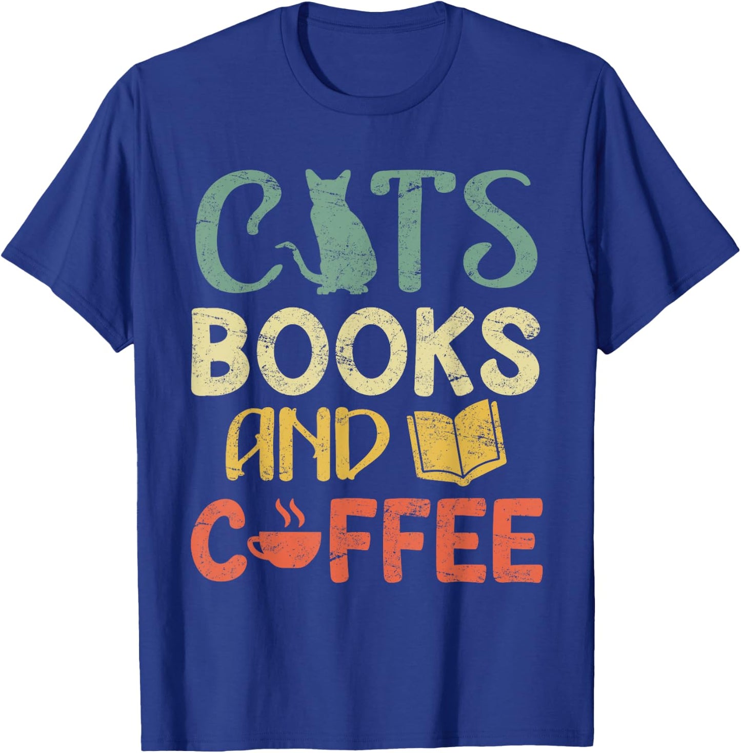 Cats books and coffee Cafe Coffee Drinker T-Shirt - T-Shirt | Royal