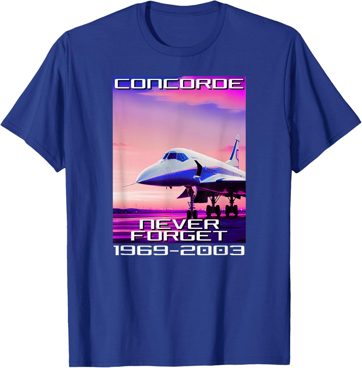 Concorde Never Forget Synthwave Retro T-Shirt - T-Shirt | Royal
