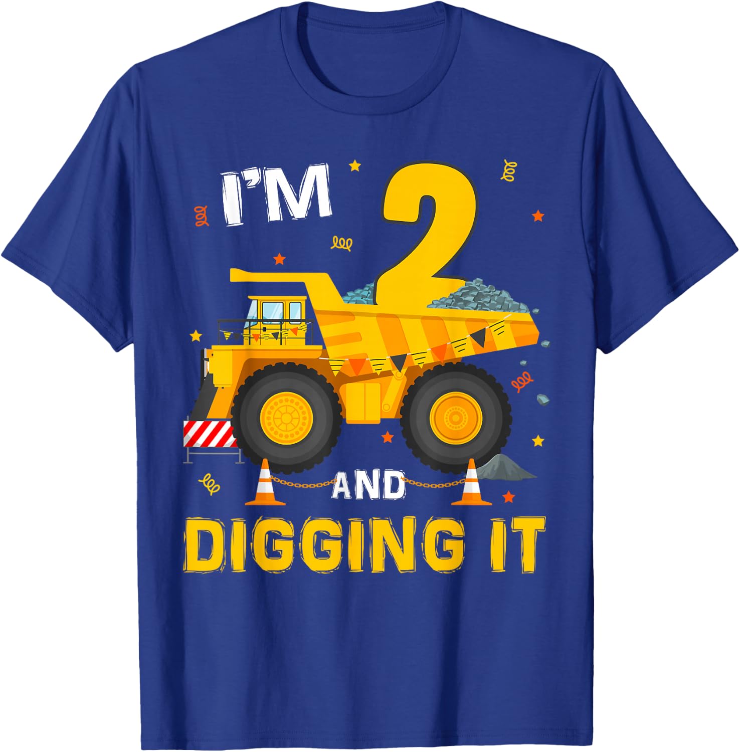 I'm 2 And Digging It 2Yr Old 2nd Birthday Construction Boy T-Shirt - T-Shirt | Royal