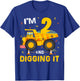 I'm 2 And Digging It 2Yr Old 2nd Birthday Construction Boy T-Shirt - T-Shirt | Royal